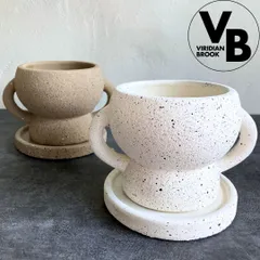【サハラハンドルカップ】 2色から選べる おしゃれ 植木鉢 陶器鉢 ホワイト ベージュ 3.5寸 3.5号 小型 観葉植物