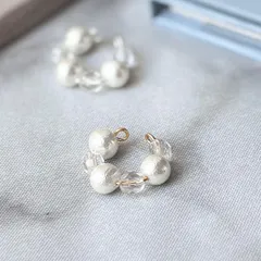 コットンパール クリア イヤーカフ ゴールド シンプル 上品 【552】