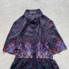 昭和レトロ◎ヴィンテージ調 チェック柄 ロングワンピース シャツワンピ F1