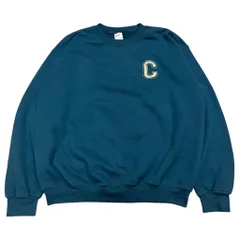 古着 used GILDAN ギルダン　長袖ワンポイントロゴ刺繍スウェット　トレーナー　ターコイズ　Mサイズ