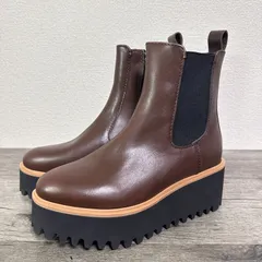 美品 あしながおじさん 22AW 本革 厚底サイドゴアブーツ ショートブーツ ウェッジソール サイドジップ 22.5cm ブラウン