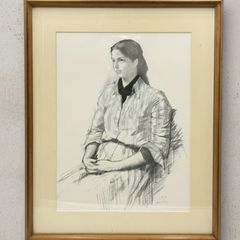 海外古物 鉛筆画 デッサン 額装 weeksサイン入 - メルカリ