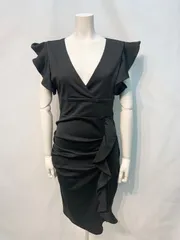 1887 Tika ティカ　キャバクラ　ドレス　フリル　伸縮性　ミディ　タイト　キャバドレス　L