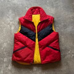 80年代 80s STRUGGLE GEAR リバーシブル ダウンベスト 赤 レッド 黄色 イエロー USA製 アメリカ製