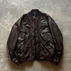 90年代 90s ユーロレザージャケット ボンバージャケット ブラウン 茶色