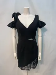 1889 JEWELS ジュエルズ　キャバクラ　ドレス　レース　リボン　フリル　タイト　ミニ　伸縮性　キャバドレス　M