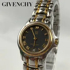 稼働品　新品電池交換済み　GIVENCHY　ジバンシー　ジバンシィ　腕時計　アナログ　デイト　2針　黒文字盤　金属ベルト　シルバー　ゴールドのサムネイル