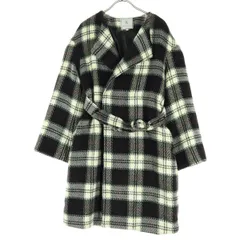 美品 ROPE PICNIC ロペピクニック タータンチェック柄 ベルテッド コート 38 ブラック レディース 古着