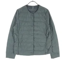 UNIQLO ユニクロ 長袖 ノーカラー ライトダウンジャケット M グレー レディース 古着