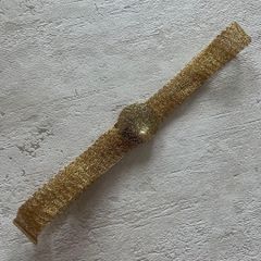 昭和レトロハートの留め具ゴムベルトビジュー付きブラック調整可能