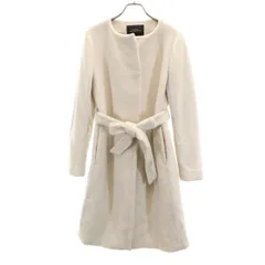 UNITED ARROWS GREEN LABEL RELAXING ユナイテッドアローズ グリーンレーベルリラクシング ノーカラー シャギー ラップ コート 40 ライトベージュ レディース 古着