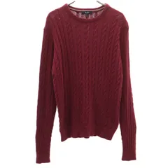 美品 BEAMS HEART ビームスハート 長袖 ケーブル ニット M ボルドー セーター メンズ 古着