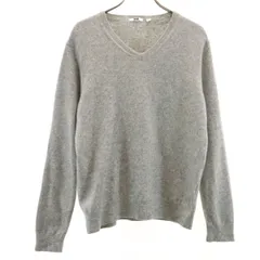 UNIQLO ユニクロ カシミヤ100％ 長袖 Vネック セーター XL グレー ニット メンズ 古着