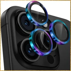 ☆彡送料無料でお届け☆彡Color:カラフル 【4枚入り】レンズカバー iPhone16 Pro/16 Pro Max用 カメラ保護 9H強化ガラス アルミ合金 アイフォン16Pro/16Pro Max カメラフィルム 耐衝撃 露出オーバー防止 黒縁取り 超高