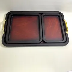 【美品】木目調トレイセット　入れ子式　長手盆