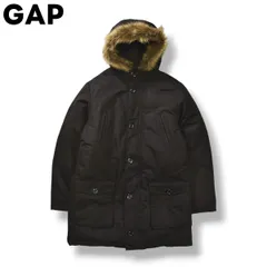 【美品】 ギャップ GAP フーデット ファー ダウン ジャケット マウンテン パーカー ブルゾン ジャンパー ウィンドブレーカー M ブラック カジュアル ウェア メンズ