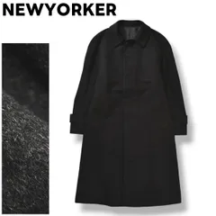 【美品】 日本製 ニューヨーカー NEWYORKER カシミヤ ウール 100％ ステンカラー コート 比翼 ラグランスリーブ センターベント ロング丈 総裏地 A6 ダークグレー フォーマル 紳士 メンズ