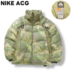 ナイキ NIKE ACG スノー ダウン ジャケット アウターレイヤー OUTER LAYER 3 ジャンパー ウィンドブレーカー L 総柄 グリーン x ベージュ アウトドア ウェア テック系 メンズ