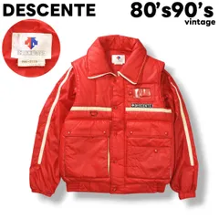 80s 90s ヴィンテージ デサント DESCENTE 2way 中綿 ナイロン スノー ジャケット ウィンドブレーカー ジャンパー ブルゾン ジップアップ ベスト 切替 L レッド ウィンター スポーツ ウェア スノーボード スキー アウトドア メンズ