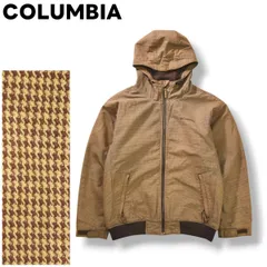 【美柄】 コロンビア COLUMBIA ロマビスタ フーディー ジャケット ジャンパー パーカー フリース XL 千鳥格子柄 ブラウン x ベージュ アウトドア ワーク カジュアル ウェア ビッグシルエット ルーズ メンズ