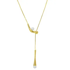 【新品】 [ハルジオ] ロングネックレス レディース ラリエット ネックレス ロング 人気 ラリエットネックレス 長め Y字 金 銀 ゴールド シルバー チェーン 細め パール アクセサリー ジュエリー ペンダント シンプル 可愛い プレゼント 結婚式 ( 0