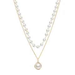 【新品】 [ドナリー] 真珠 パール あずきチェーン ネックレス チョーカー レディース (ゴールド) 1