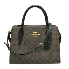 COACH コーチ ラージ アンドレア キャリーオール シグネチャー キャンバス ハンドバッグ レディース 2way ショルダー 斜め掛け PVC ブラウン CP088 中古 T1