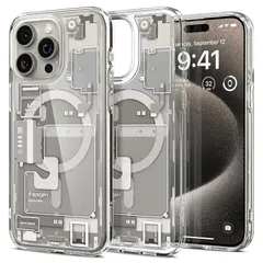 Spigen 【創業18年の技術力】 iPhone 15 Pro Max ケース クリア MagSafe対応 米軍MIL規格 ウルトラ・ハイブリッド・マグフィット ACS07211 (ゼロ・ワン・ナチュラル・チタニウム)