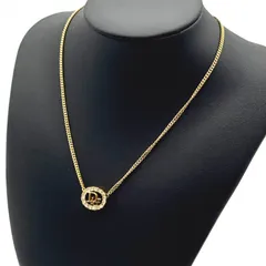 美品 Dior ロゴ ネックレス ゴールド ラインストーン クリスチャン ディオール Christian ヴィンテージ