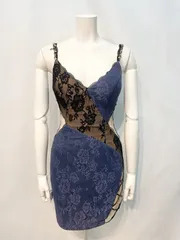 1898 ROBE de FLEURS Glossy ローブドフルールグロッシー キャバクラ ドレス 総レース キャミ ストーン タイト ミニ キャバドレス S