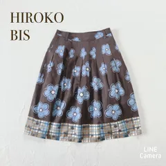 HIROKO BIS　ヒロコビス【L】ひざ丈スカート　フレア　花柄　総柄　チェック柄　裏地あり