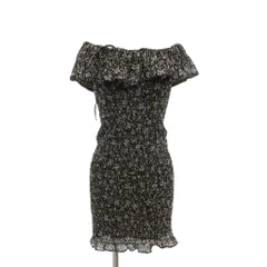 スナイデル SNIDEL 美品 シャーリングフリルミニワンピース F オフショルダー 総柄 花柄 ひざ丈 黒 ブラック SWCO181090 /AE