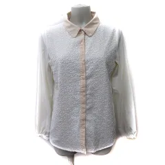 マジェスティックレゴン MAJESTIC LEGON シャツ ブラウス 長袖 切替 刺繍 レース F 白 オフホワイト ベージュ /YI