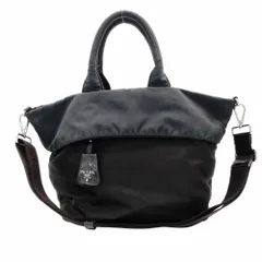 プラダ PRADA  リバーシブル トートバッグ グレー×ブラック ナイロン 2way ショルダー シンプル 7-11-276