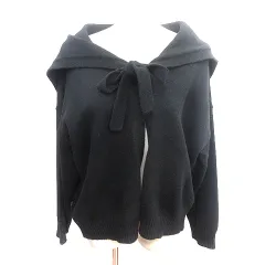 ローリーズファーム LOWRYS FARM ニット カーディガン セーラーカラー ボウタイ 長袖 F 黒 ブラック /AU ●RY