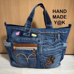 レア☆花柄刺繍 BIGsize Gジャン デニムリメイクトートバッグ ポーチ