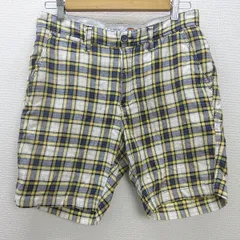D■ディッキーズ/Dickies チェック柄ハーフパンツ/ショーツ【30】紺 黄/MENS/40【中古】■