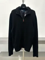 ポロ ラルフローレン ラムウール ブラック ジップアップ ニット