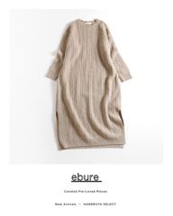 美品 エブール カシミヤ混 ウール ロングワンピース 長袖 アイボリー 36 848y*美品 ebure エブール カシミヤ混 ケーブル編み ニットワンピース