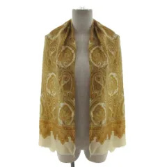 トプカピ TOPKAPI ペイズリー柄 シルクストール スカーフ フリンジ 日本製 シルク100％ ベージュ オレンジ ブラウン系 茶系 カーキ