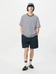 L) JWアンダーソンUNIQLO ストライプTシャツ Regular ネイビー 新品 商品出品
