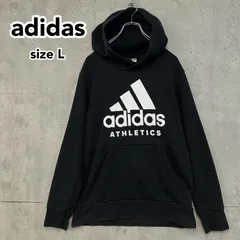 adidas アディダス アスレチクス Athletics デカロゴ ビッグロゴ スウェットパーカー フーディ プルオーバー 黒 ブラック ロゴプリント サイズ L A2B008 BR4747 カジュアル ストリート スポーツウェア トレーニング ★ ◇■