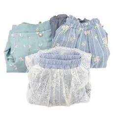 アクシーズファム axes femme ロングスカート フレア イージー まとめ 3点セット レース ベルトリボン 花柄 M 水色 ライトブルー 緑 グリーン /GV ■FF