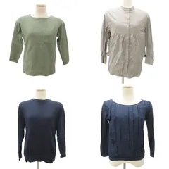ユナイテッドアローズ UNITED ARROWS 美品 4点 セット おまとめ トップス ニット シャツ カットソー 長袖 七分袖 F 他 カーキ グレージュ 紺 ネイビー