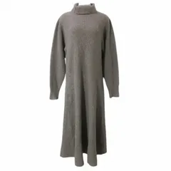 B&Y ユナイテッドアローズ BEAUTY&YOUTH ビューティー&ユース タートルネック フレア ニットワンピース ロング 長袖 ウール 厚手 畔編み 茶 ブラウン ■GY14 X