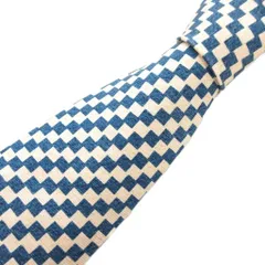 ブルガリ BVLGARI 美品 davide pizzigoni セッテピエゲ ネクタイ 絹 シルク 青 ブルー 白 ホワイト ひし形柄 ダイヤ柄 幾何学模様 最高級  IBO82 /FF