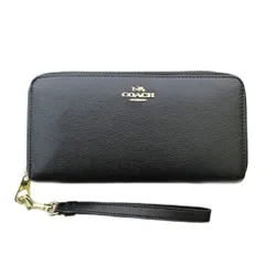 コーチ COACH 美品 ロングジップウォレット 長財布 レザー ラウンドファスナー ブラック 黒 C3441 1119