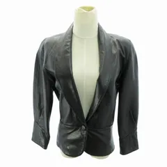 ノーブランド テーラードジャケット 総裏 シングル フェイクレザー M 黒 ブラック /HO ■GY09