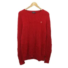 ポロ ラルフローレン POLO RALPH LAUREN コットンニット セーター ケーブル ポニー刺繍 オーバーサイズ XL 赤 レッド ■MET2