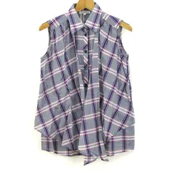 ナラカミーチェ ブラウス シャツ トップス ノースリーブ チェック クリーニング済 レディース 1サイズ グレー/紫/白 NARACAMICIE 【中古】